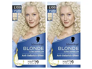 Освітлювач Schwarzkopf Blonde L100 Ice Blonde (2 x 175 мл), фарба для освітлення волосся, активована олією, з системою HaptIQ, до 7 рівнів без жовтого відтінку - Фото 1