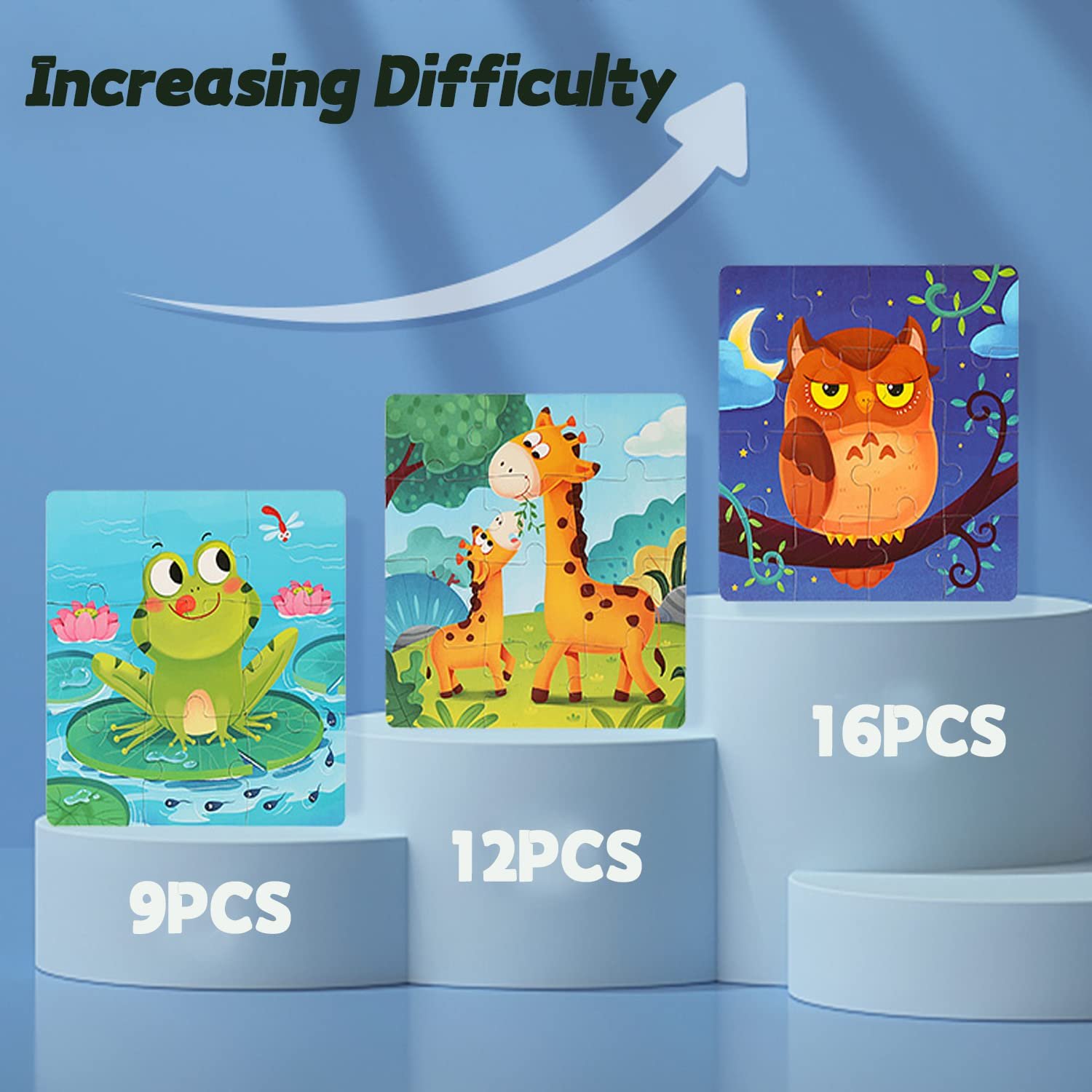 Детский магнитный пазл Животные 9-12-16 деталей развивающая игрушка, фото №4