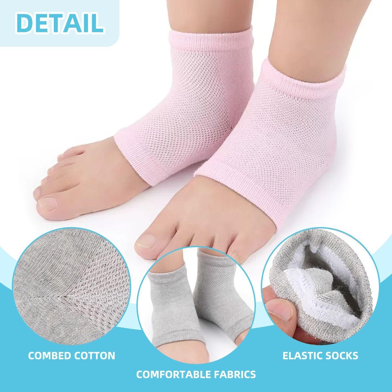 Компрессионные носки (4 пары) Голубой, серый, розовый и черный цвета, фото №3