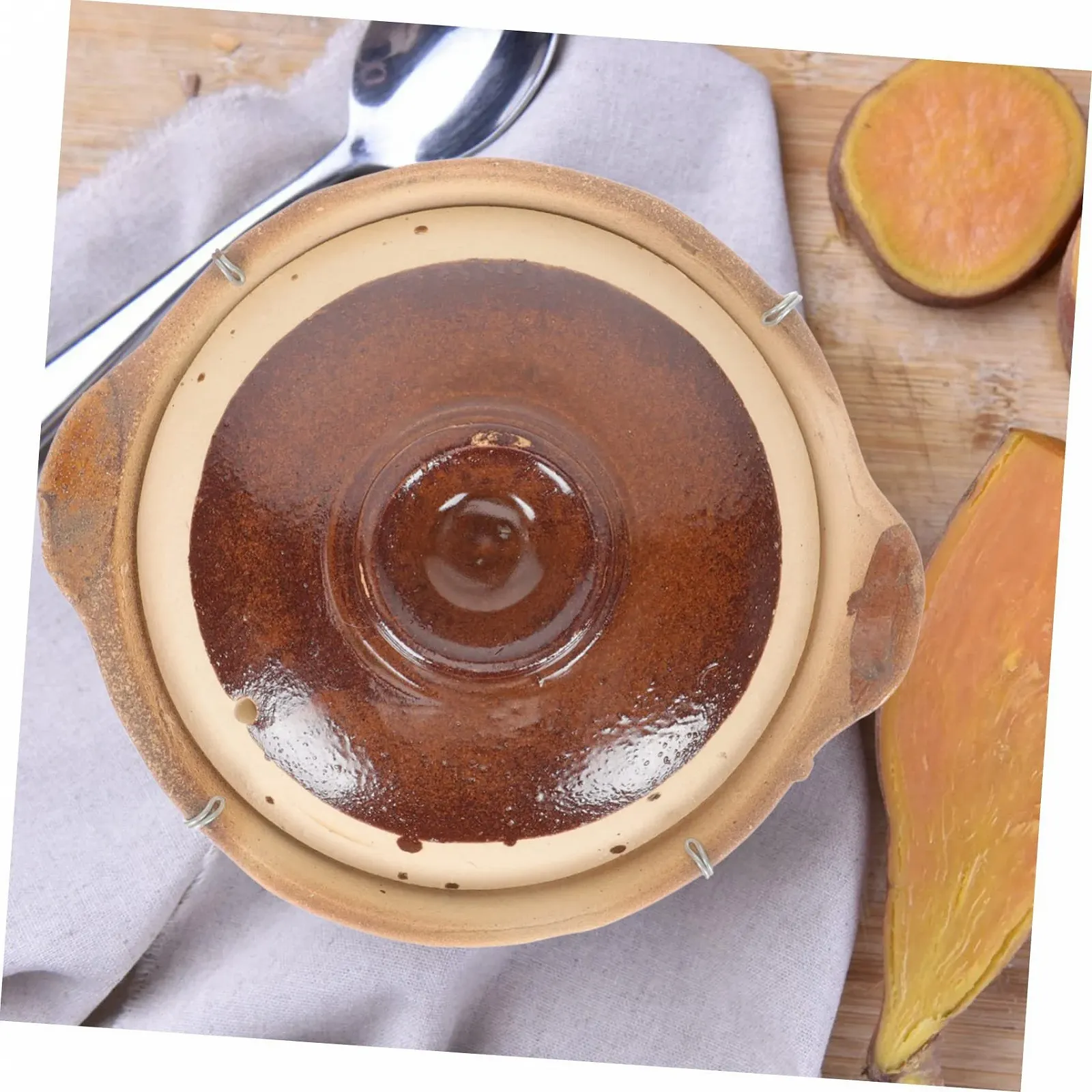 Керамическая кастрюля-казан с толстой ручкой для супов и риса энергосберегающая, фото №6