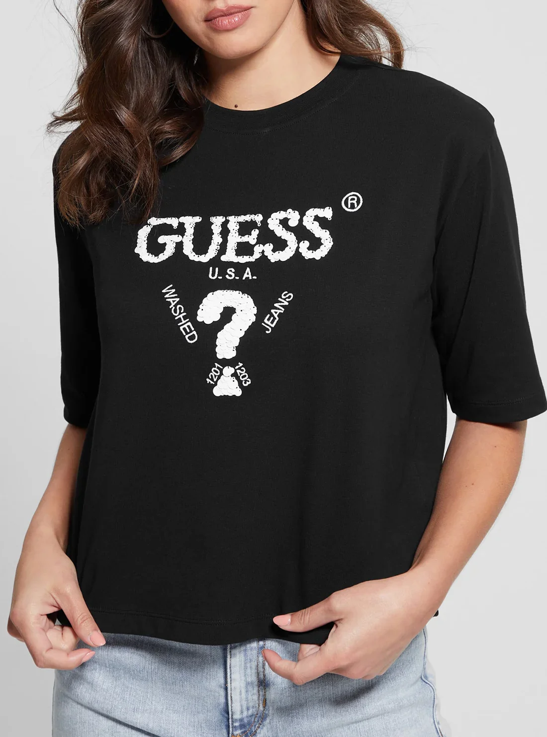 Жіноча футболка Guess - Aurelie Boxy Tee (V4YI06I3Z14) Чорний - S, фото №3