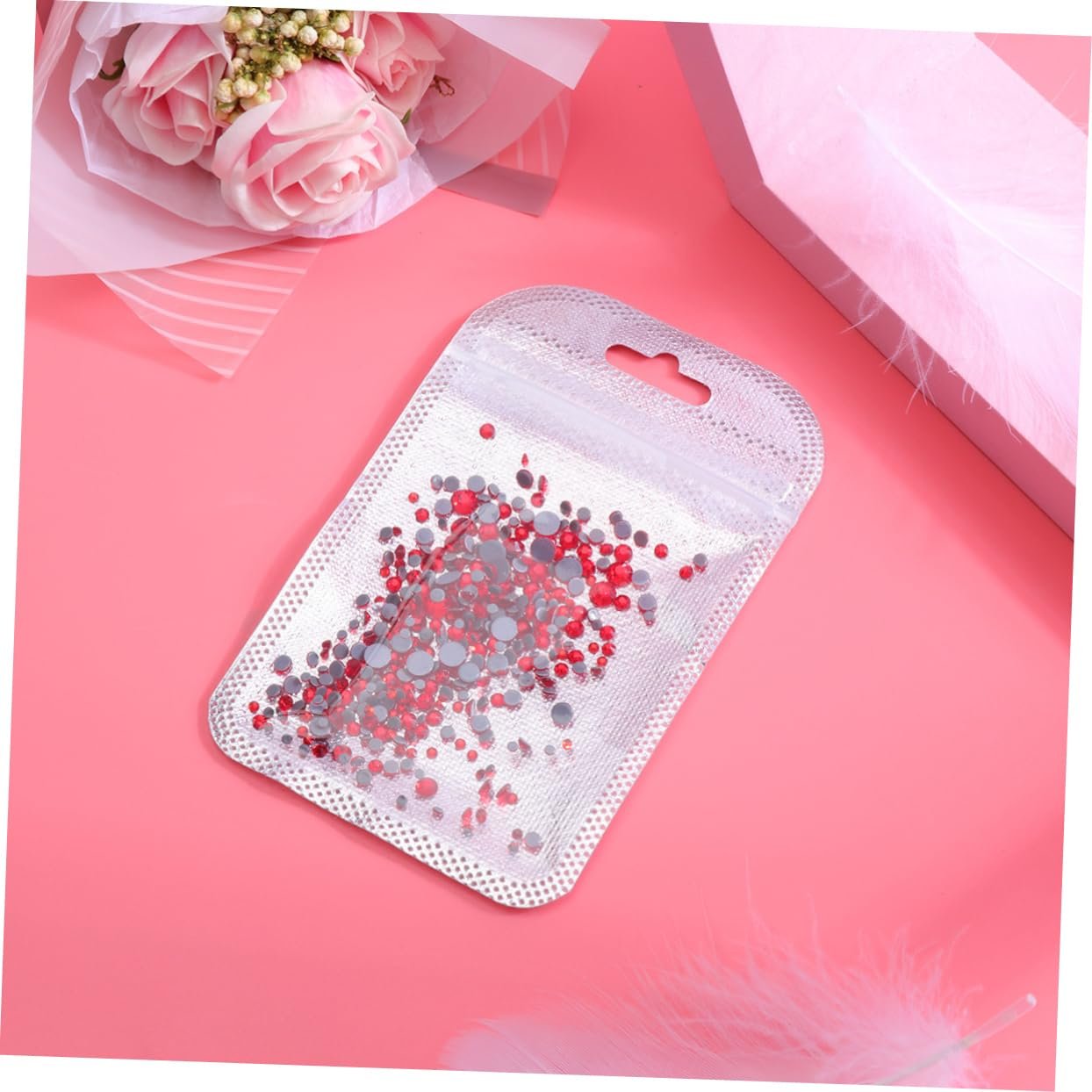 Наклейки для нігтів Кристал дорогоцінні камені для манікюру, наклейки з діамантами, плоскі Червоний, фото №2