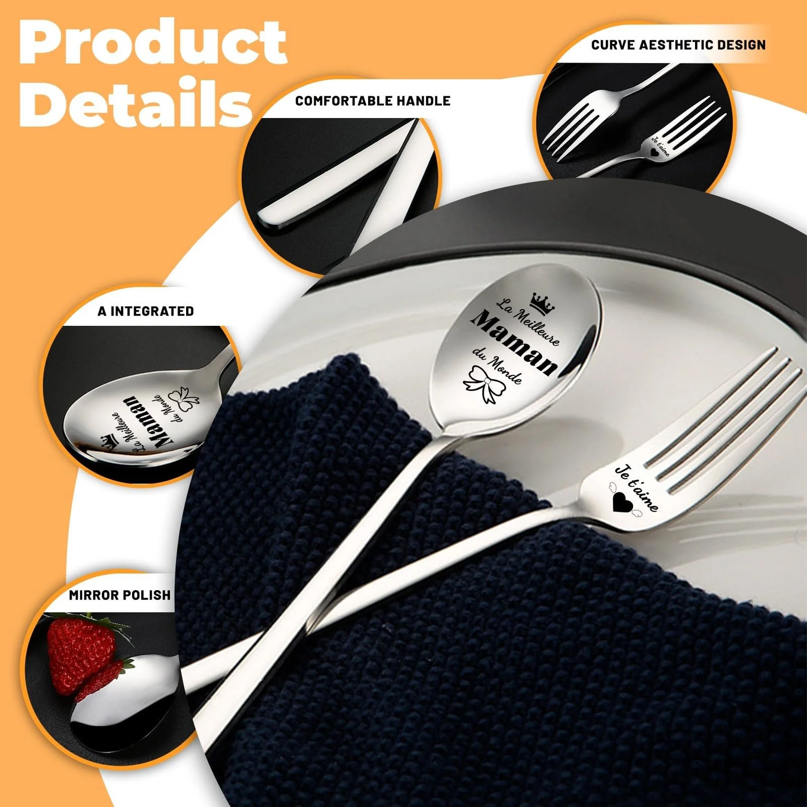 Ложка та виделка столові, 304 Нержавіюча сталь, фото №3