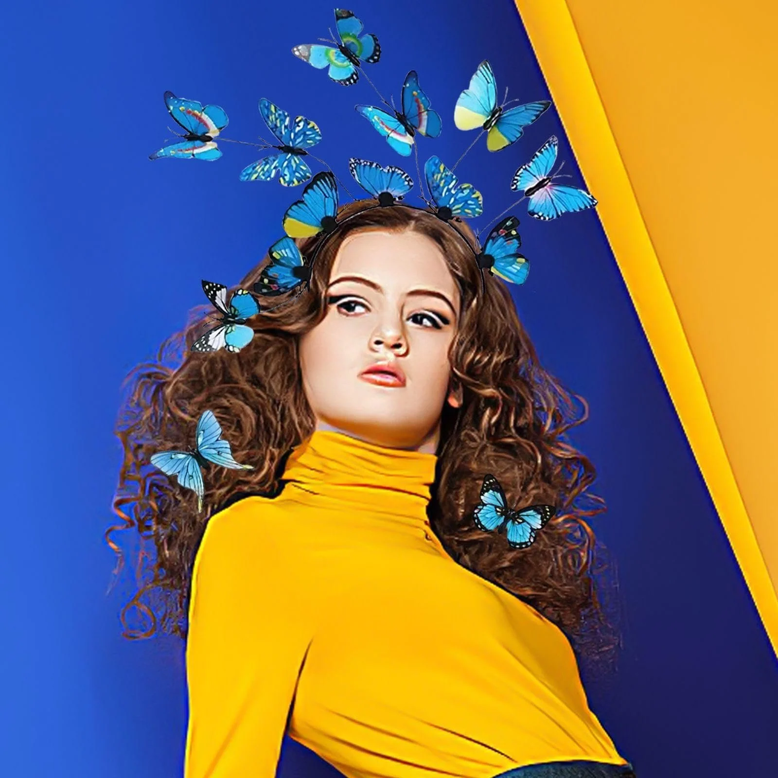 Обруч для волосся з блакитними метеликами, фото №5