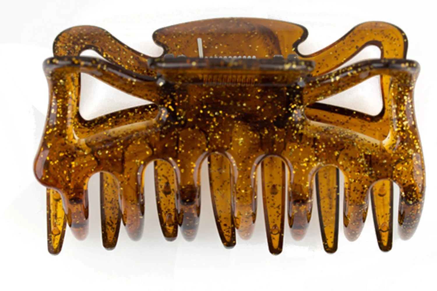 Заколка для волос Большая Примерно 9 см Havana Brown с золотым блеском, фото №1