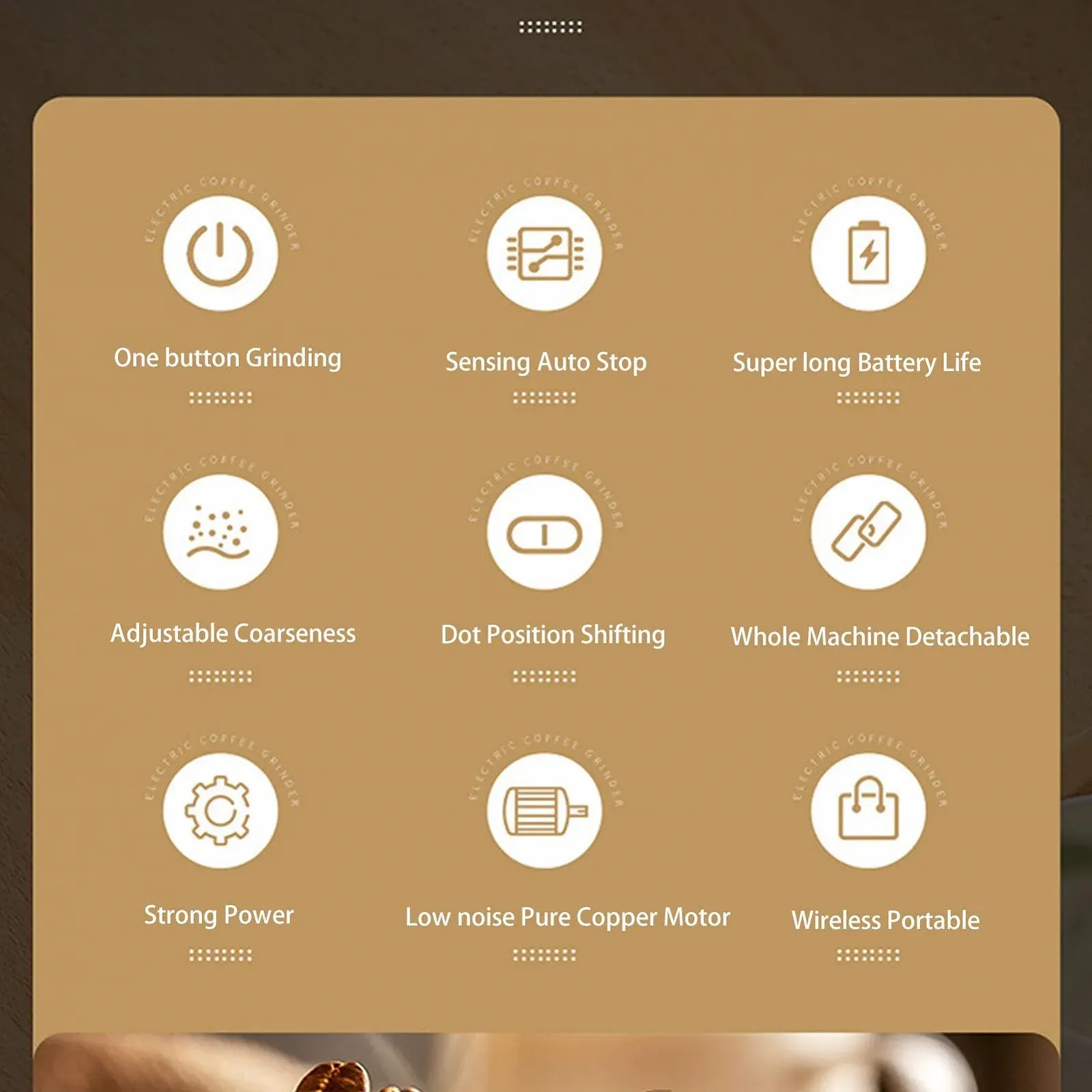 Портативная Кофемолка 90 мл, USB Перезаряжаемая, Кофемолка с Одним Касанием со Съемной Чашкой, 26 000 об/мин (Белая), фото №5