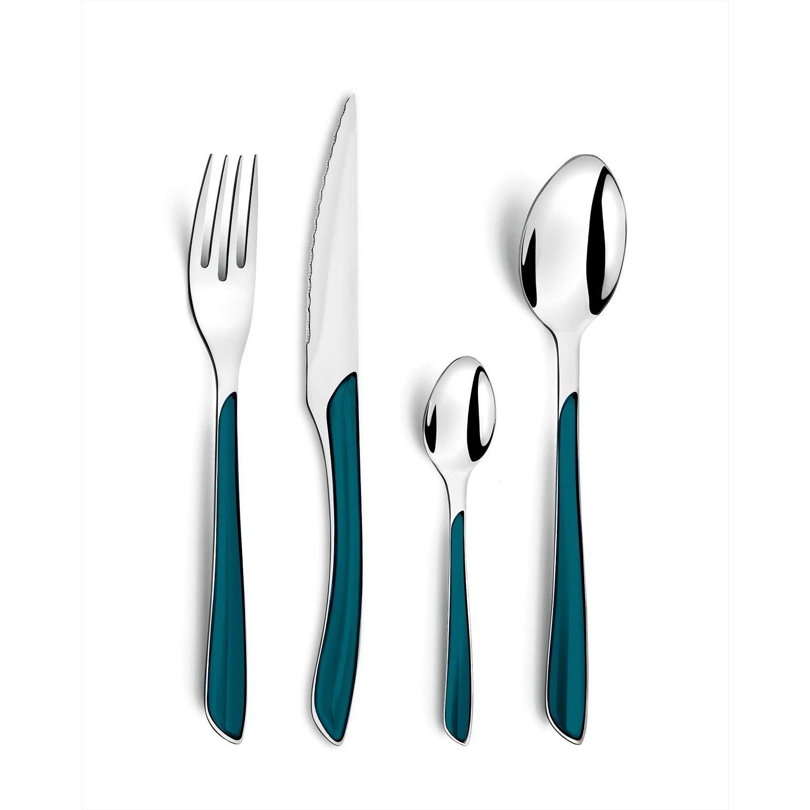 Набор столовых приборов Amefa Eclat на 6 персон, 24 предмета, утиный синий, фото №1 Набор столовых приборов Amefa Eclat на 6 персон, 24 предмета, утиный синий, фото №1