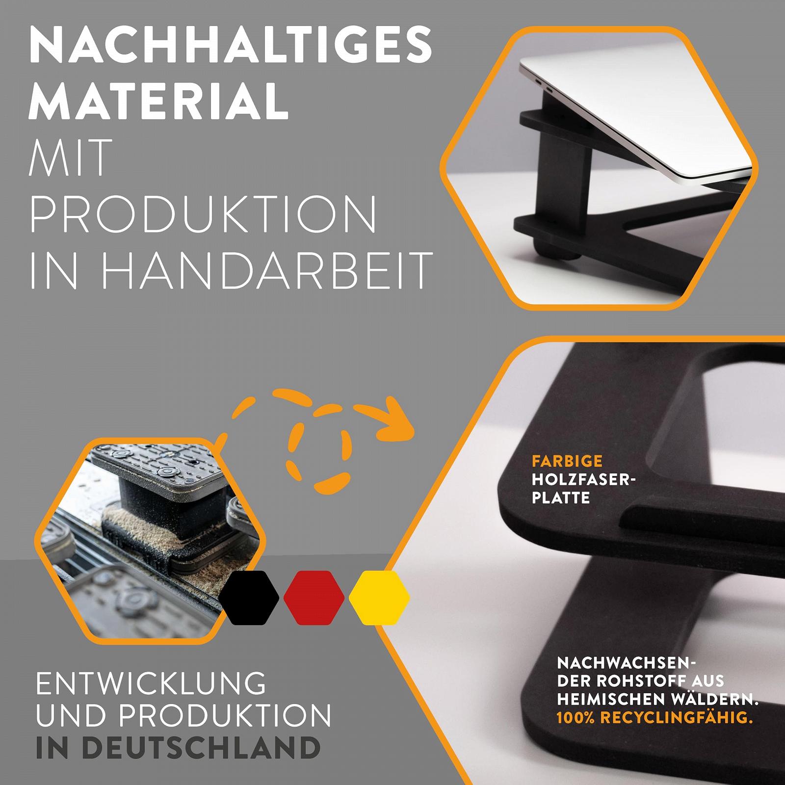 Подставка для ноутбука Wood Hydesk boho office Multistand - приподнятая для ноутбука/MacBook, подставка для стола или кровати, подставка для планшета, портативная, быстрая сборка, черная, фото №5