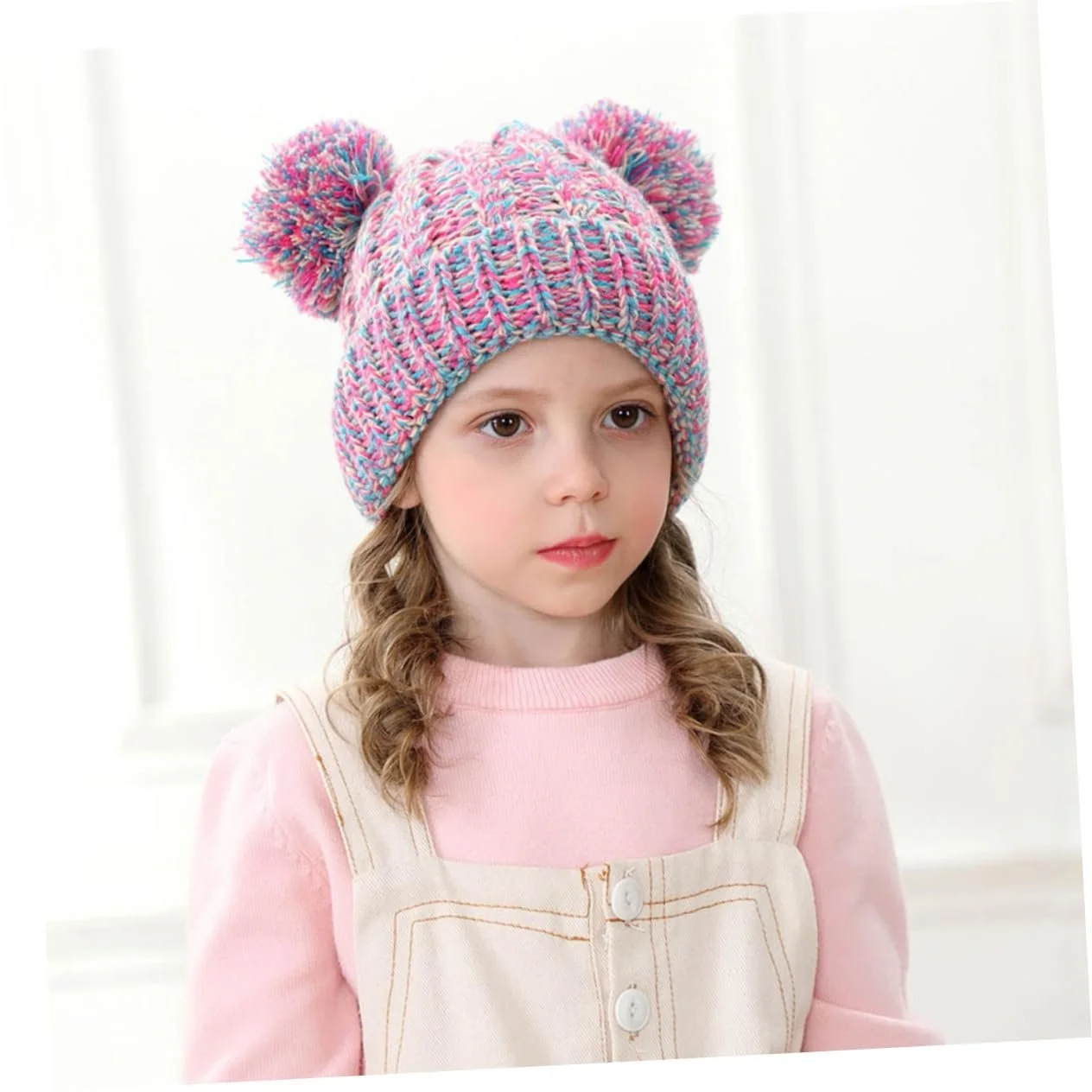 Шапка WRITWAA Вязаная с помпоном для девочки, теплая зимняя, фото №3