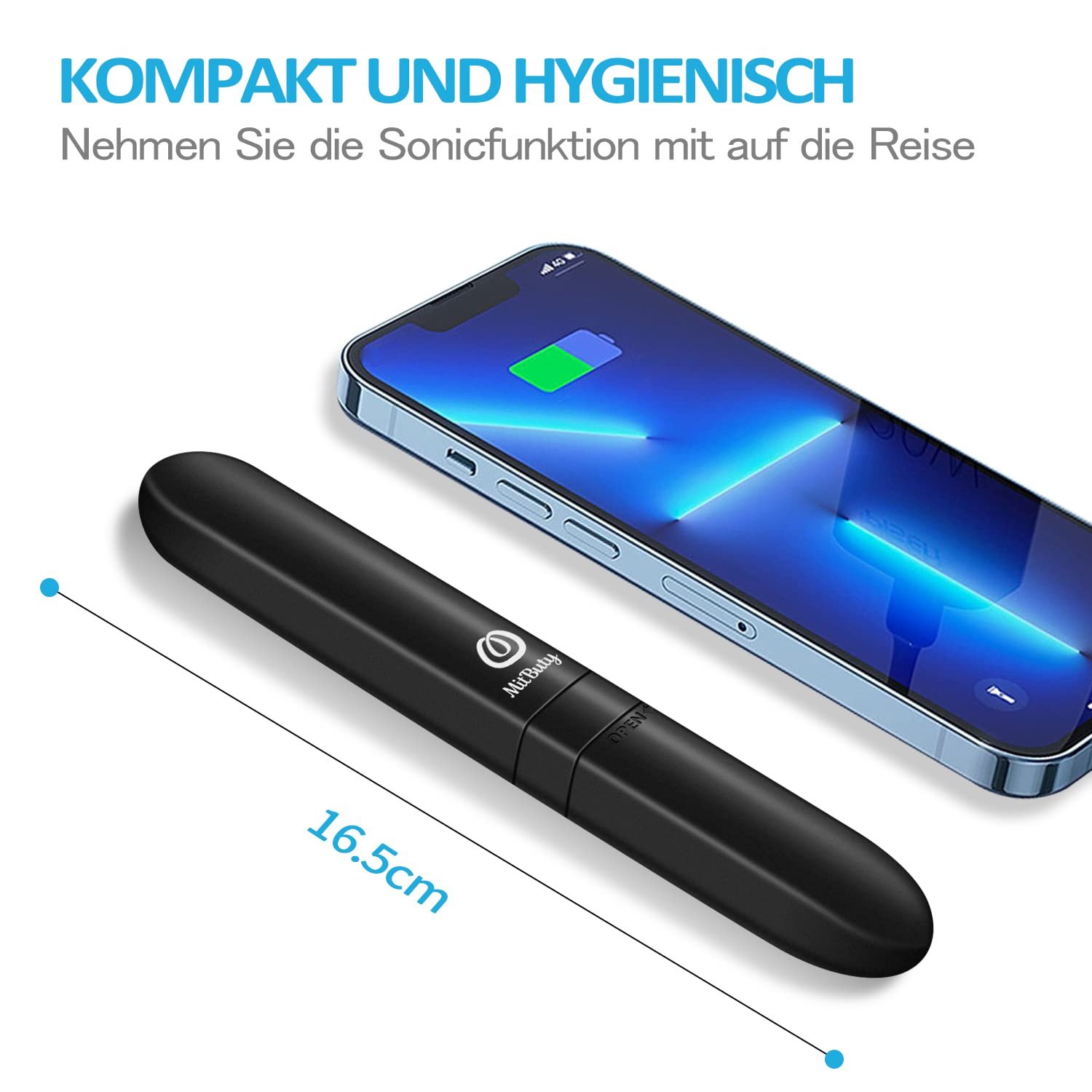 Дорожня електрична зубна щітка MitButy Водонепроникна Портативна на батарейках Дорожній футляр-ковпачок, фото №6