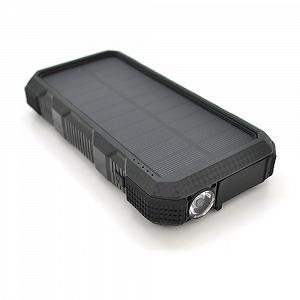 Power bank 20000 mAh Solar Flashlight,Input:5V/1A(microUSB, TypeC Output:5V/2,1А(2хUSB),PD, rubberized case Black Corton BOX