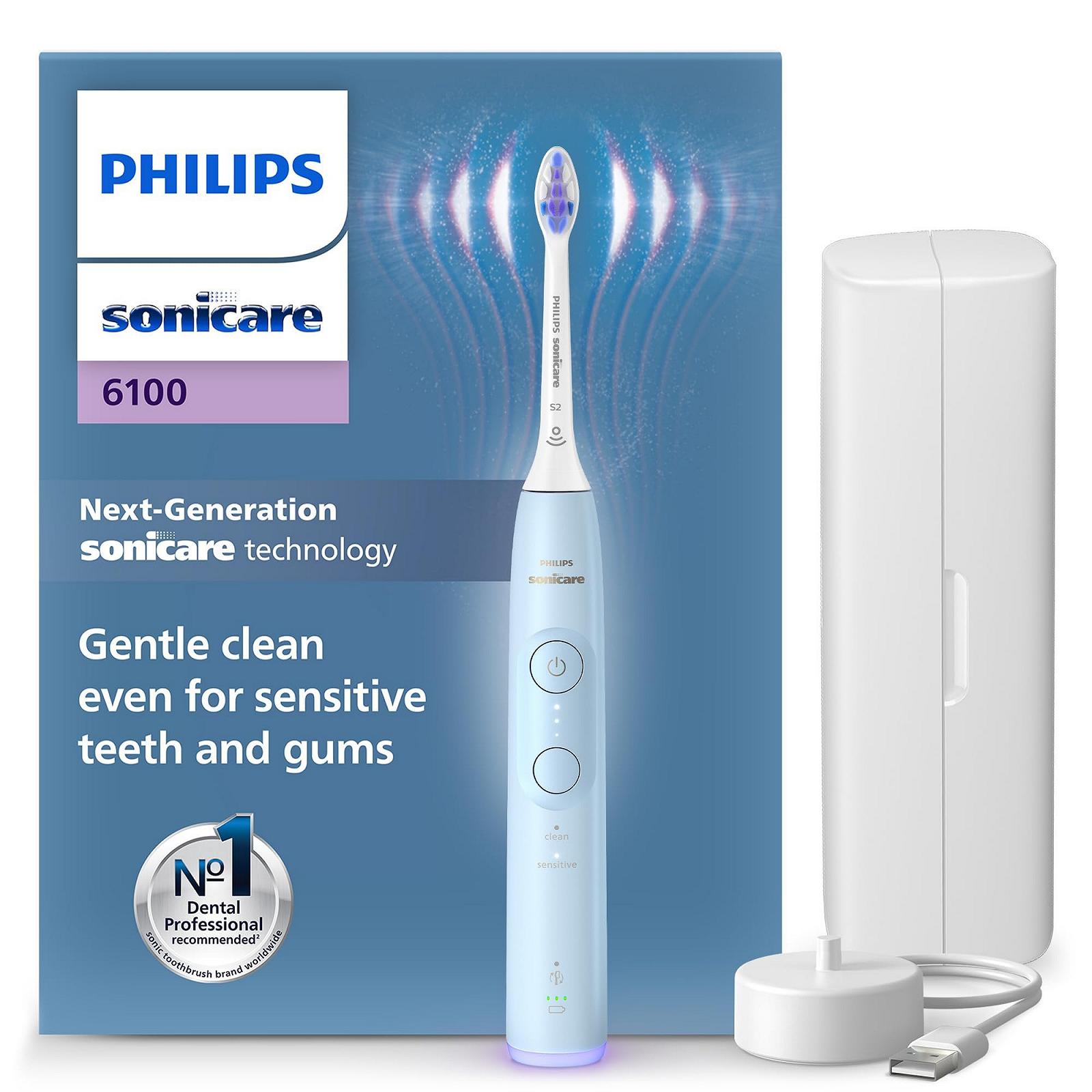 Електрична зубна щітка Philips Sonicare 6100 HX7406/02, світло-блакитний, фото №1