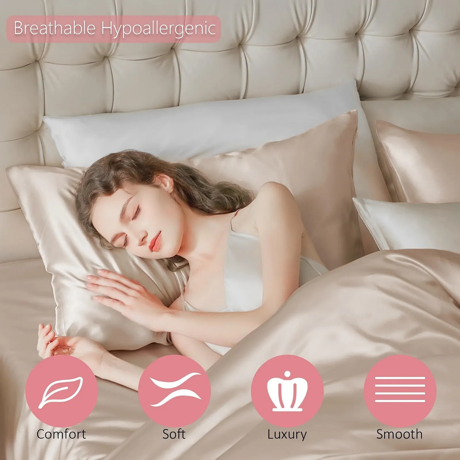 Наволочка townssilk Шовкова двостороння 100% 19 momme Pure Mulberry Silk для шкіри та волосся з прихованою блискавкою, 40 x 60 см, Taupe, фото №3 Наволочка townssilk Шовкова двостороння 100% 19 momme Pure Mulberry Silk для шкіри та волосся з прихованою блискавкою, 40 x 60 см, Taupe, фото №3