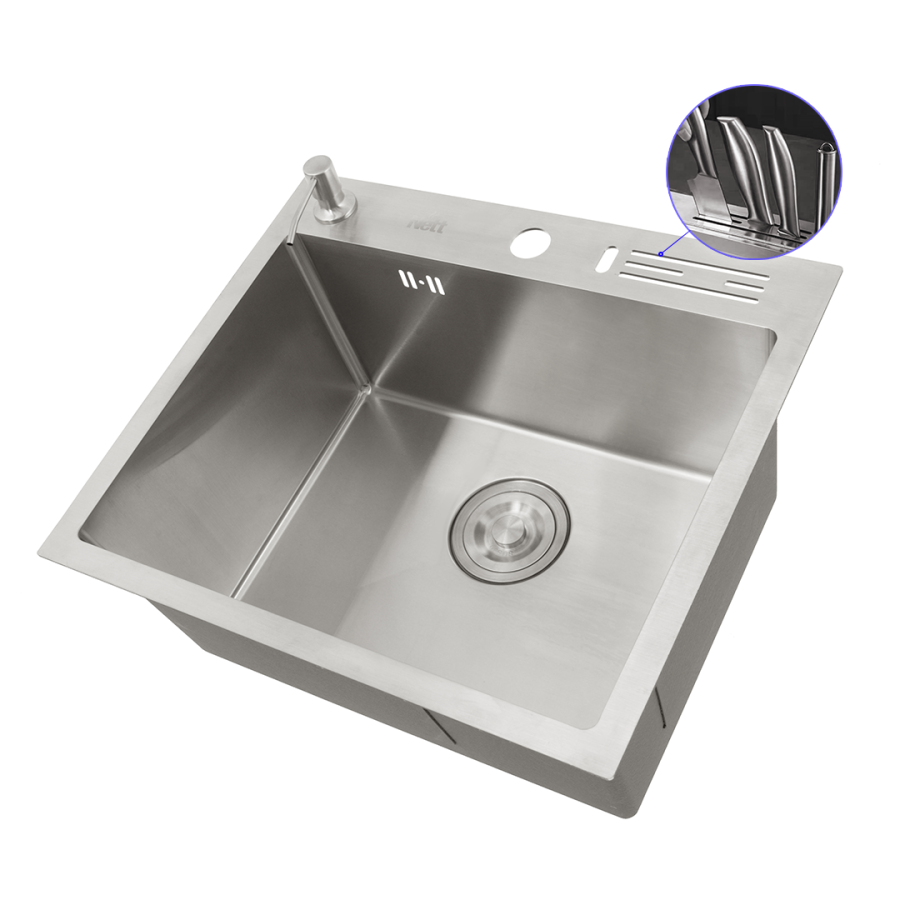 Накладна мийка для кухні з нержавіючої сталі 45 см Nett NS-5245, фото №1