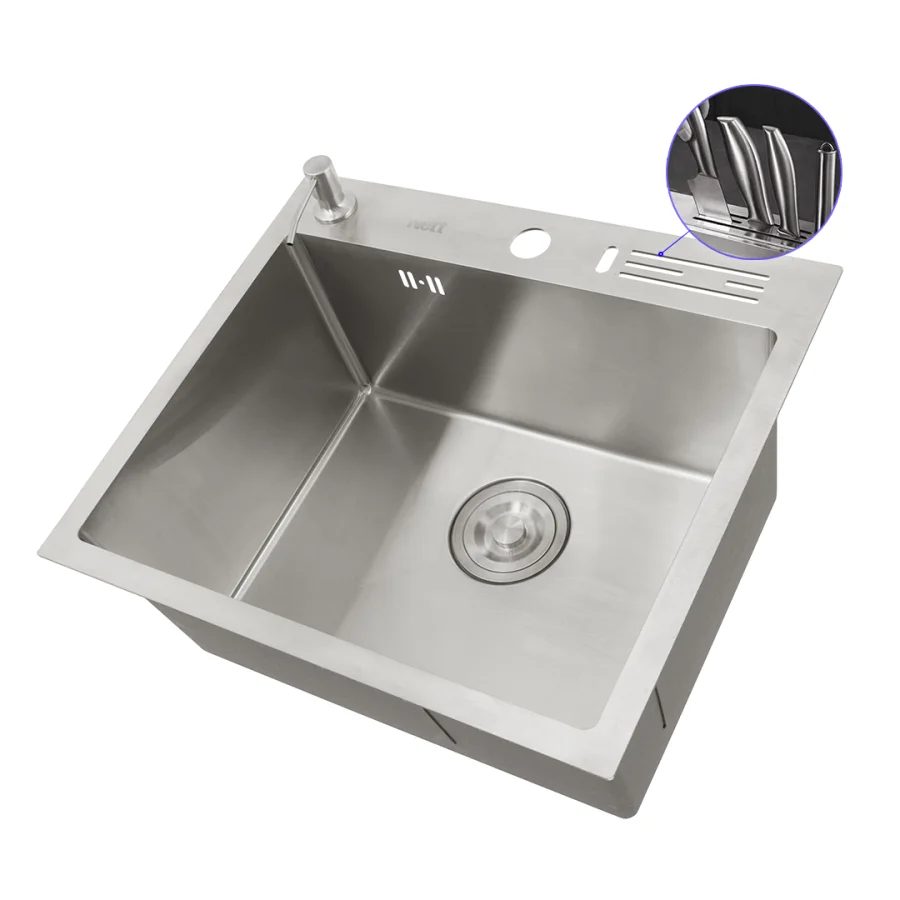 Кухонная мойка накладная 1,5 мм из нержавеющей стали 45 см Nett NS-5245, фото №1