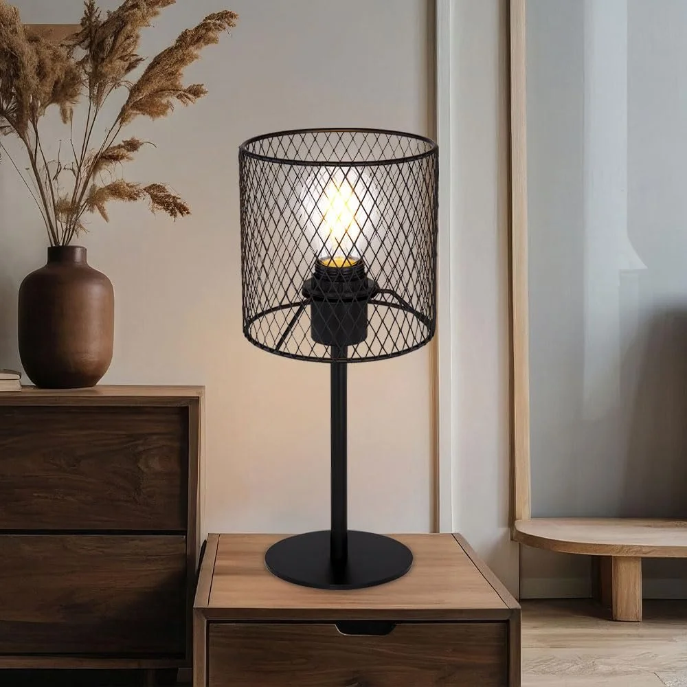 Настольная лампа Globo металлическая сетка 7 Вт 806 лм теплый белый 35 см Черная, фото №3