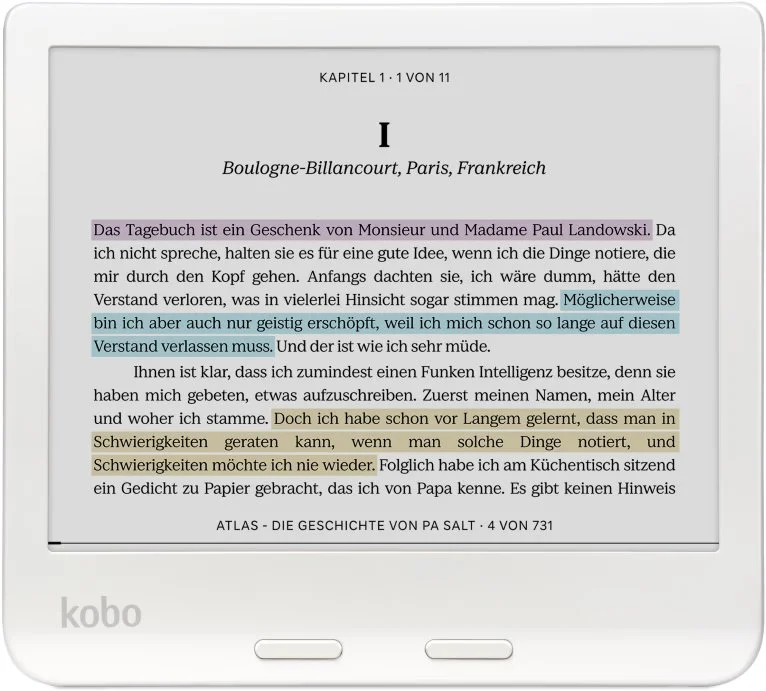 Электронная книга 7" Kobo Libra 2 / 32 ГБ / Linux / Wi-Fi / Bluetooth / Сенсорный E-Ink экран (1264 × 1680) / Настраиваемая яркость / Влагозащищенность IPX8 / До 3 недель работы от батареи / Белая, фото №4