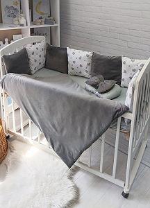 Купити Комплект для новонародженого постіль та конверт велюр Сердечки сірий - Фото 1 Комплект для новонародженого постіль та конверт велюр Сердечки сірий - Фото 1