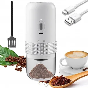 Електрична кавомолка, портативна, регульована, керамічна для кавових зерен, маленька - Фото 1