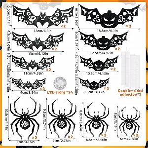 Наклейки на стіну Halloween LED 3D Bats Spider Window Decoration DIY Набір 24 шт. synthetic.ua - Фото 1