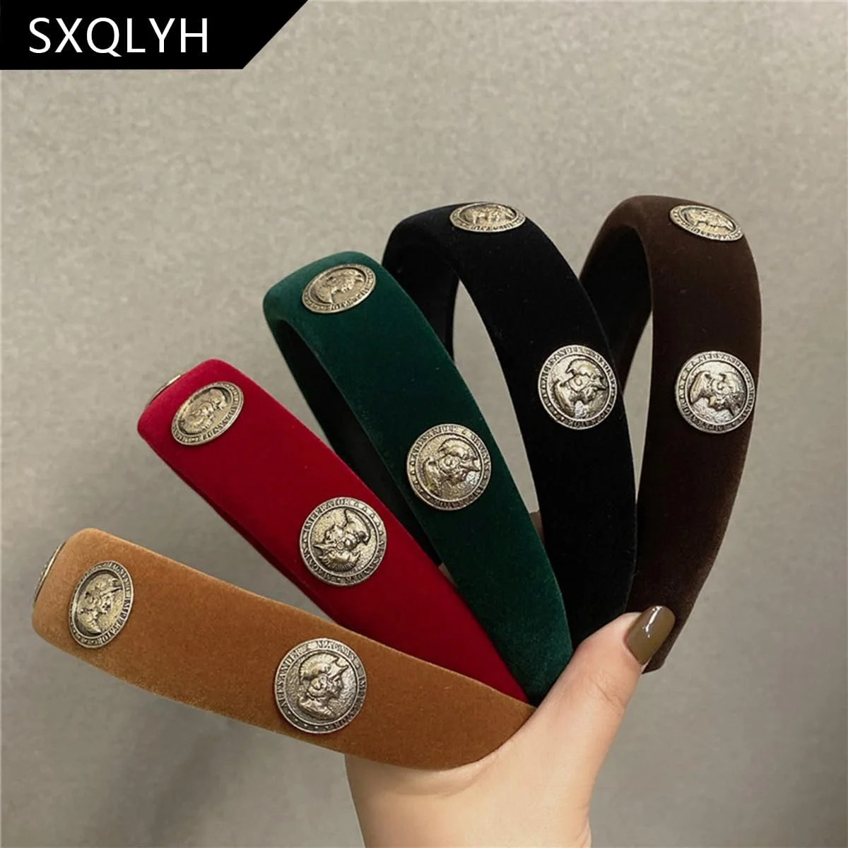 Обруч Оксамитовий Вінтажний з Тканинною Підкладкою Зелений, фото №7