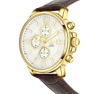 Чоловічий Хронограф Lucardi Marlow Miller Годинник з шкіряним ремінцем Коричневий 42 мм synthetic.ua - Фото 1