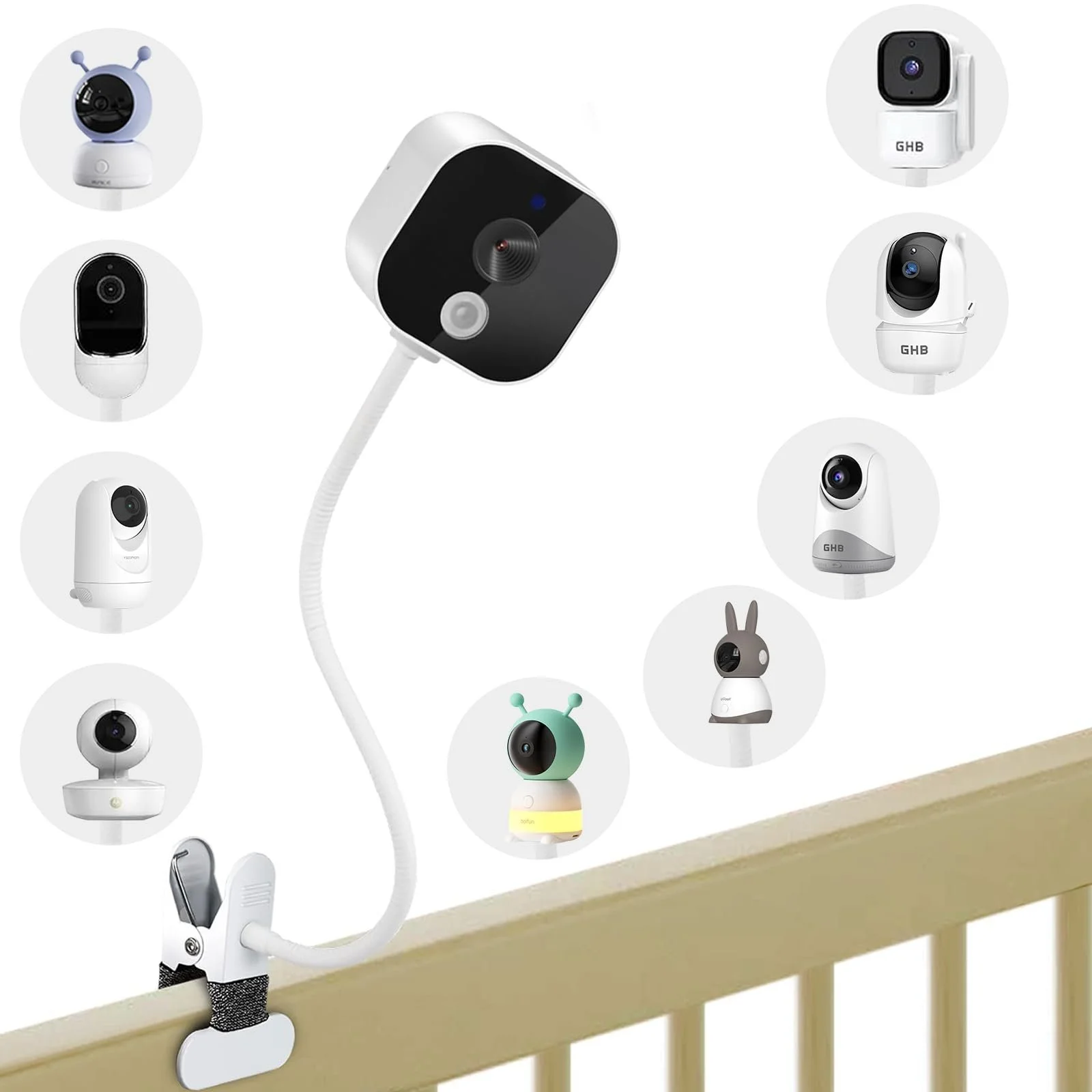 Універсальне кріплення для відеоняні GHB ABM700/ABM720/SM50B/VB807 BOIFUN 6T/Baby 2S/VB805 OBVHNUA 900DE/ieGeek 1T/VTech VM901/Owlet 1, фото №1