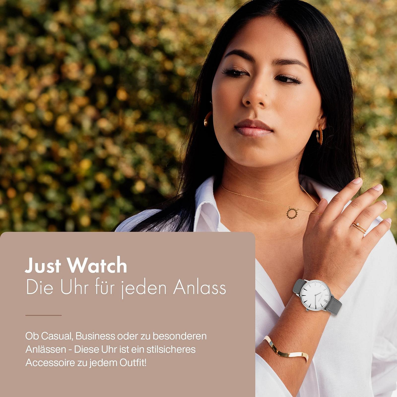 Женские часы Just Watch Кожаный ремешок Cерый 20 см Кварцевый механизм, фото №5 Женские часы Just Watch Кожаный ремешок Cерый 20 см Кварцевый механизм, фото №5