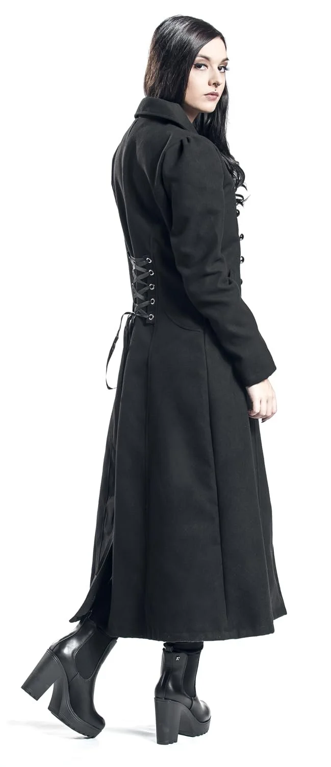 Пальто Gothicana by EMP Довге У стилі мілітарі Двобортне Чорне, фото №7
