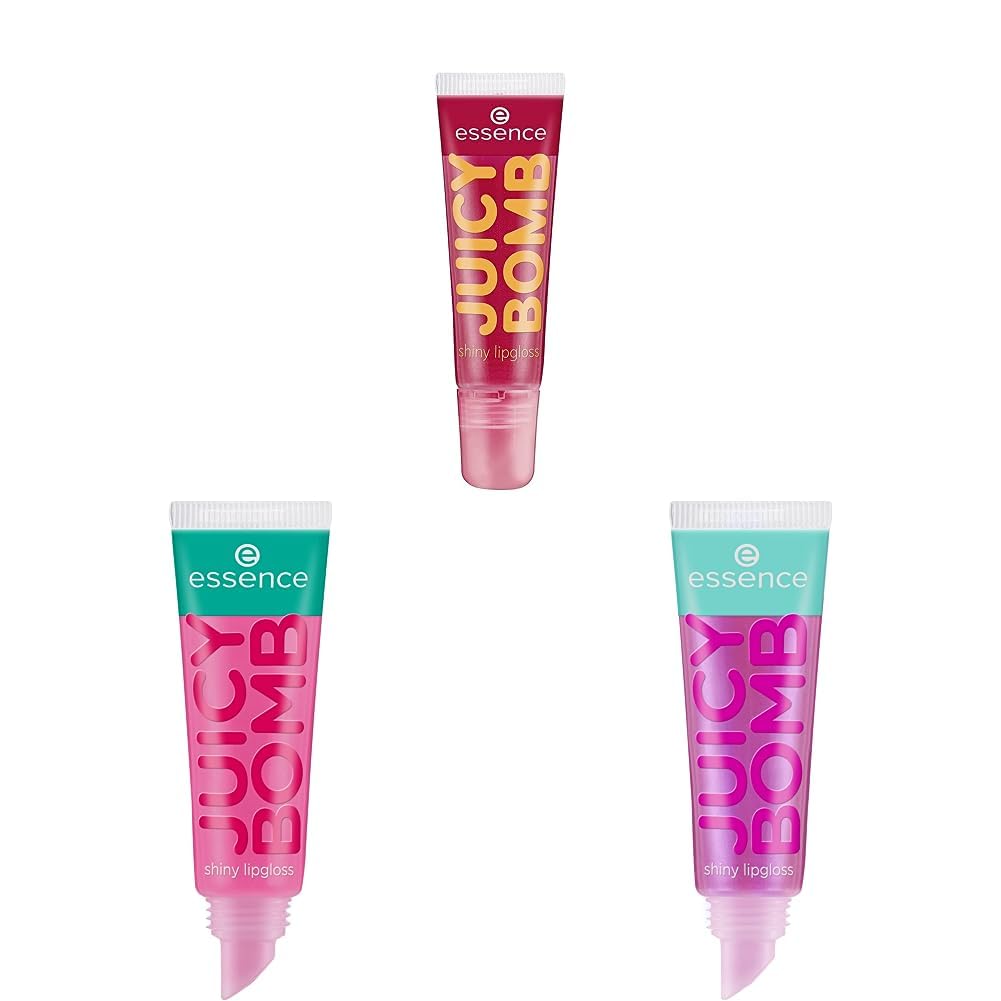 essence Juicy Bomb No. 04 Crazy Cherry Красный + No. 102 Розовый + No. 105 Многоцветный Блестящий, Радужный, Мерцающий, фото №1