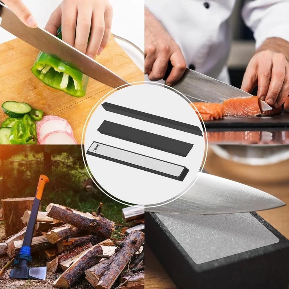 Набір алмазних каменів для заточування ножів 6 штук 180-3000 грит з основою 23 x 8 x 162 мм, фото №6