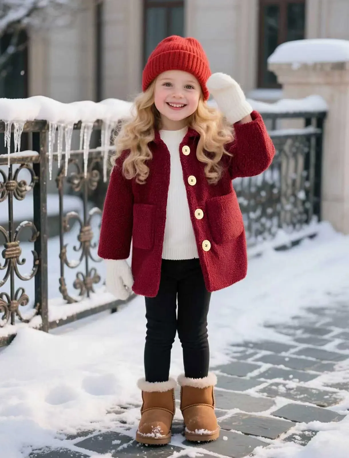 Зимове пальто IBTOM CASTLE для дівчат, флісове, тепле, фото №3