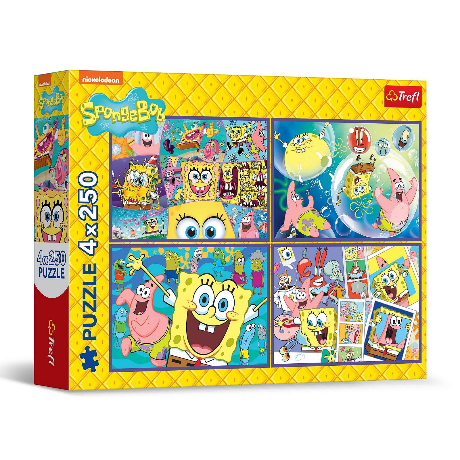 Пазл Trefl Божевільний світ Губки Боба 4-в-1 4 x 250 деталей, фото №1