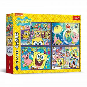 Пазл Trefl Божевільний світ Губки Боба 4-в-1 4 x 250 деталей - Фото 1