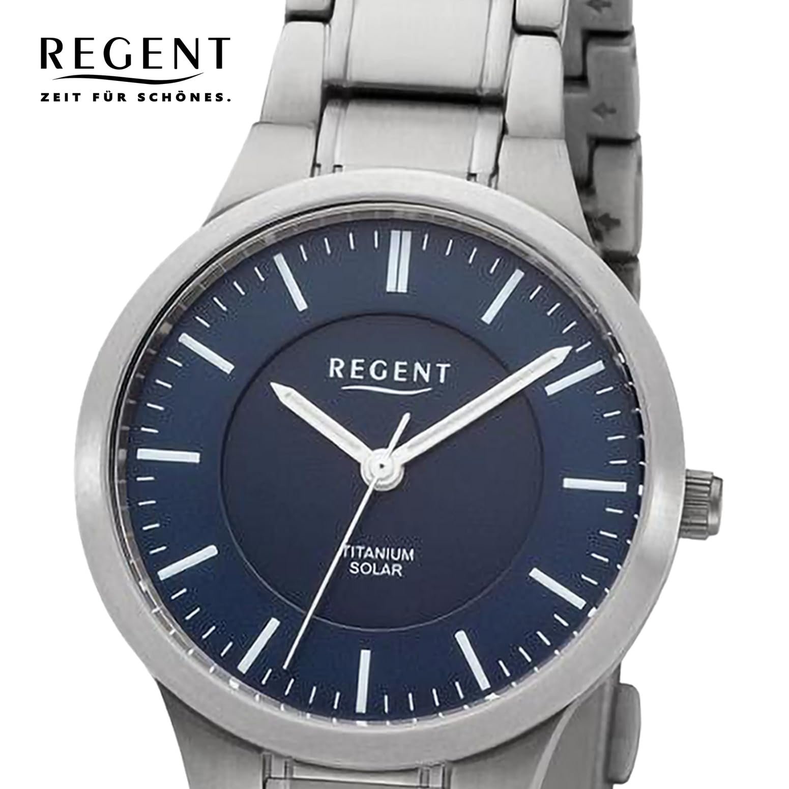 Солнечные часы Титан Regent Женские Металлический Ремешок Диаметр 30 мм (Синий) Серебристо-синий Браслет, фото №2 Солнечные часы Титан Regent Женские Металлический Ремешок Диаметр 30 мм (Синий) Серебристо-синий Браслет, фото №2