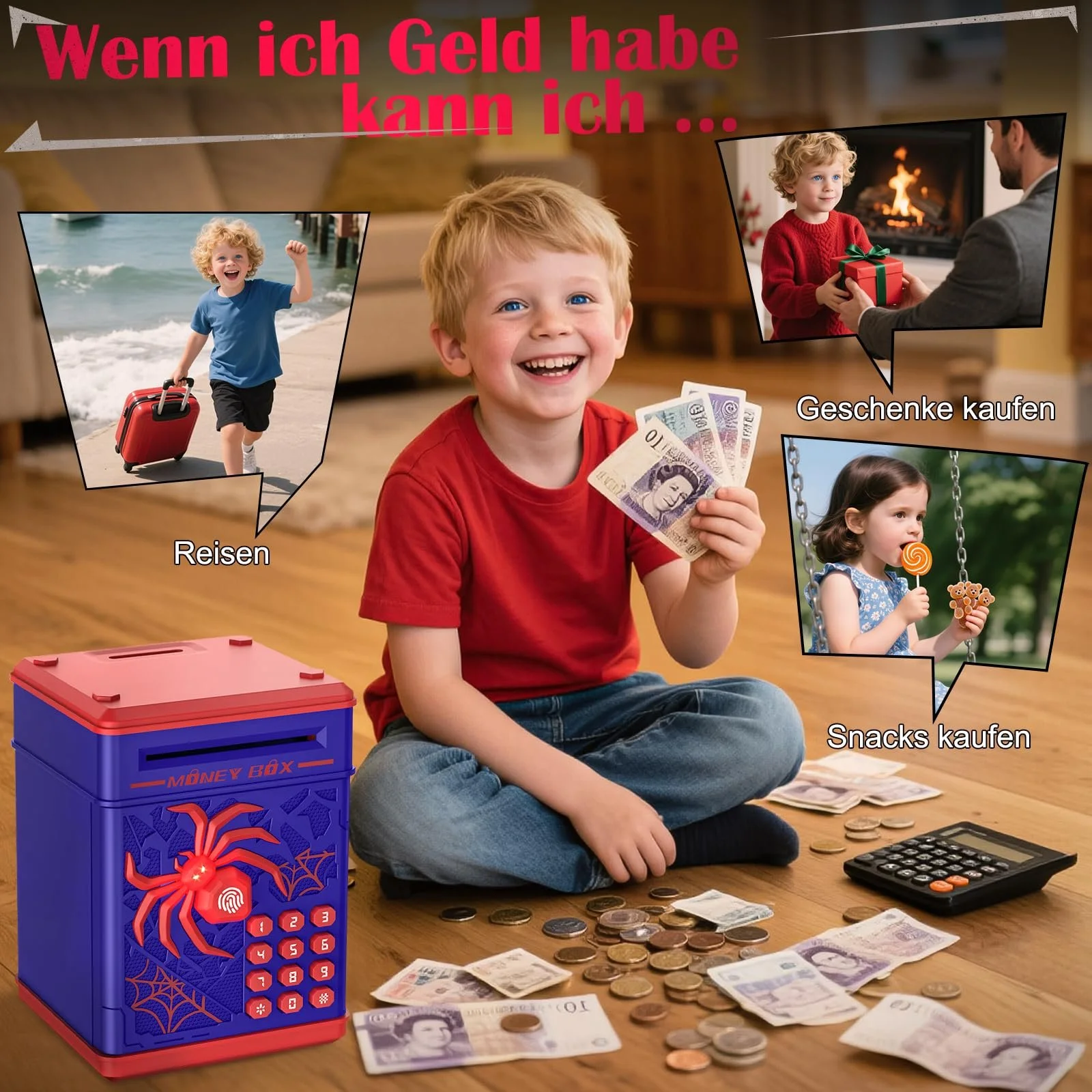 Скарбничка-сейф Spider електронна з кодовим замком та музикою, фото №6