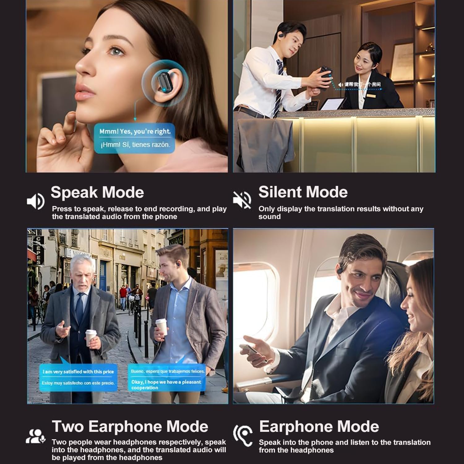 Навушники-перекладачі AI з сенсорним LCD-екраном, підтримують 144 мови та 4 режими, фото №3 Навушники-перекладачі AI з сенсорним LCD-екраном, підтримують 144 мови та 4 режими, фото №3