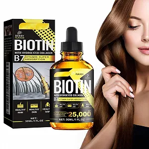 Сыворотка для роста волос Biotin, для ускорения роста волос, против выпадения волос, способствует густоте волос, увлажняющая для сухих волос (30 мл) - Фото 1