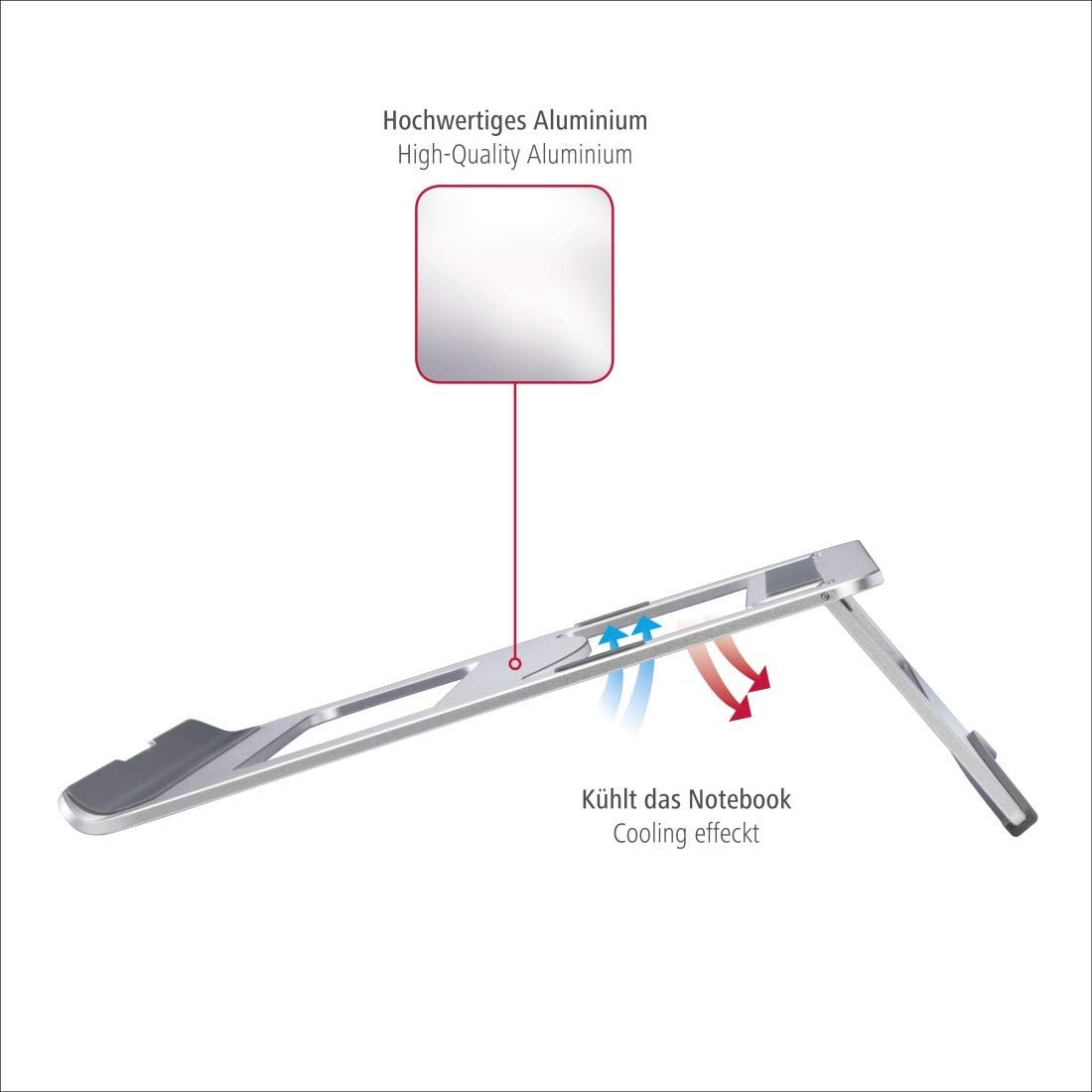 Подставка для ноутбука Hama Aluminium, серебристая, фото №6 Подставка для ноутбука Hama Aluminium, серебристая, фото №6