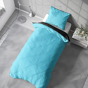 Комплект постельної білизни Visaggio Reversible 135 x 200 см мікрофібра бірюзовий / антрацит synthetic.ua - Фото 1