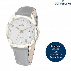 Женские часы Atrium Classic A11-20, аналоговые, кварцевые, золотистые, черный ремешок из кожи synthetic.ua - Фото 1