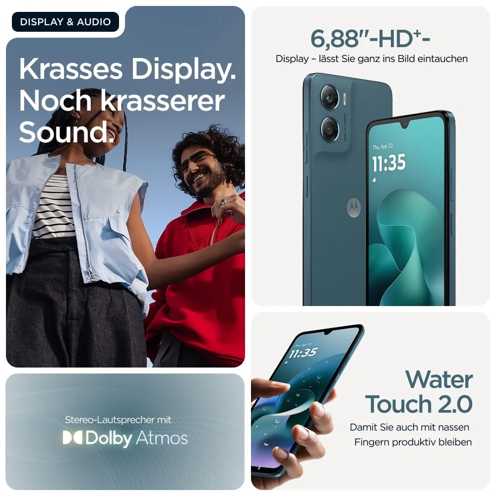 Смартфон Motorola Moto g06 6.88 дюймов HD+ Display Gorilla Glass 3 Water-Repellent 50 MP Camera 4/256 GB 5100 mAh TurboPower Charging Pantone Tapestry Protective Cover, фото №4