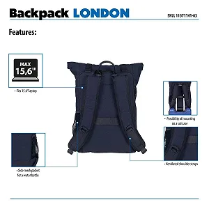 Рюкзак для ноутбука DONAU TRAVEL London 15.6" 18L Водонепроникний Темно-синій synthetic.ua - Фото 1