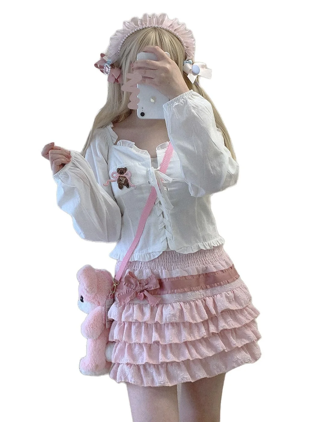 Міні-спідниця Lolita OATSBAS з еластичною талією для жінок та дівчат, плісирована Y2K багатошарова, фото №1