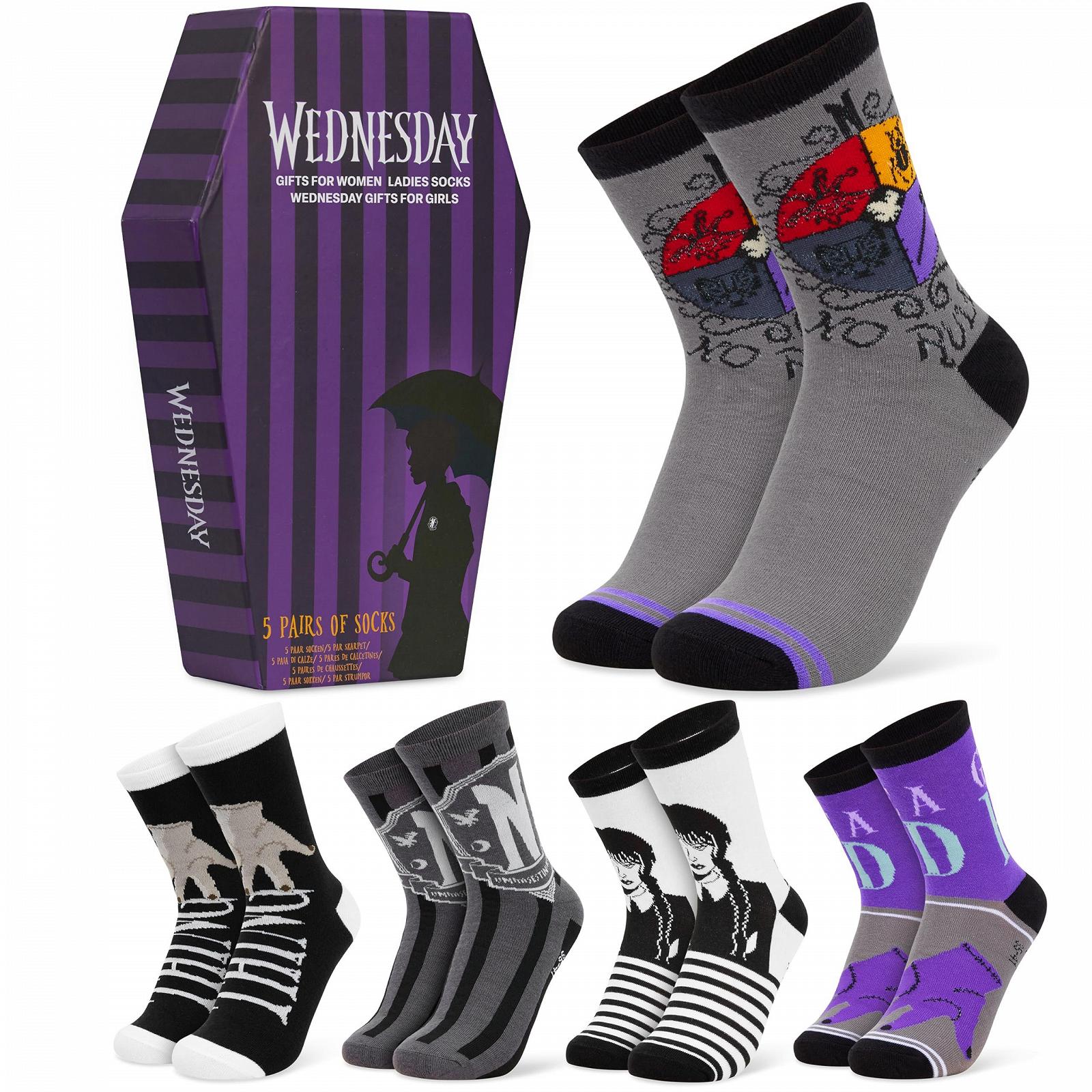 Носки Wednesday Addams для женщин и подростков, Набор из 5 пар, фото №1
