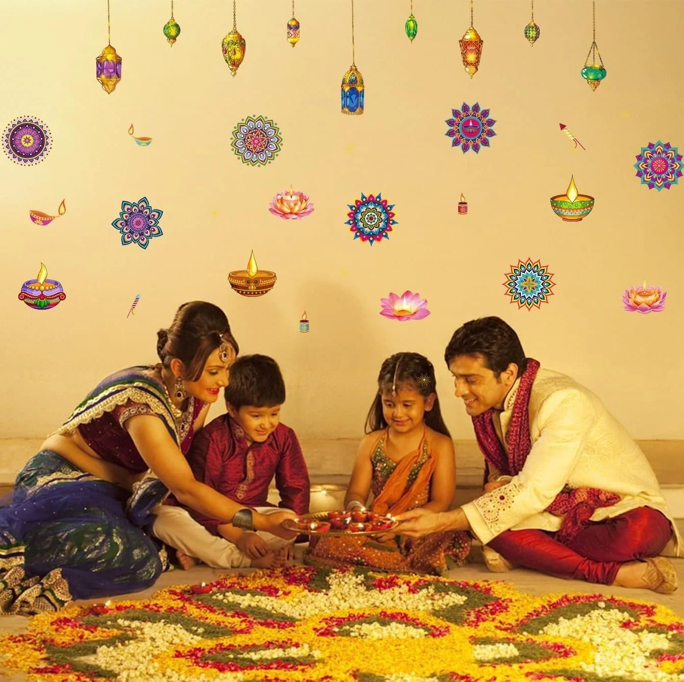 Наклейка на стіну HPNIUB Diwali Ранголі Дія 30 x 90 см, фото №7