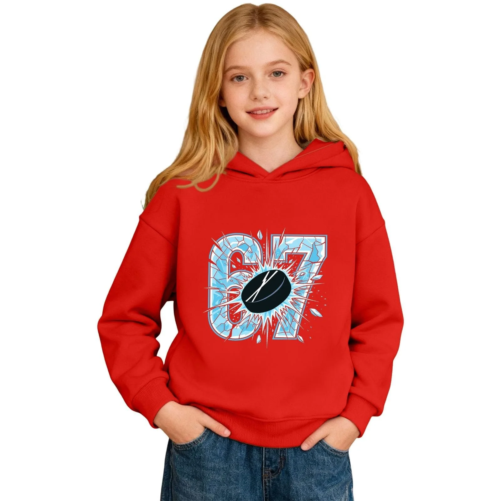 Детская Толстовка с Капюшоном 6/7, Принт Цифры, Мультяшный Рисунок, Длинный Рукав, фото №2