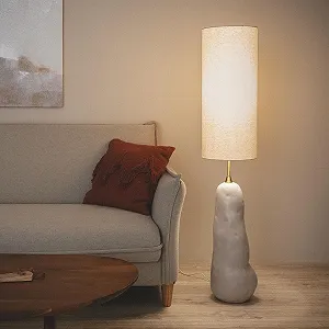 Настільна світлодіодна лампа LEDKIA LIGHTING Bryony кераміка та тканина сіро-коричневий synthetic.ua - Фото 1