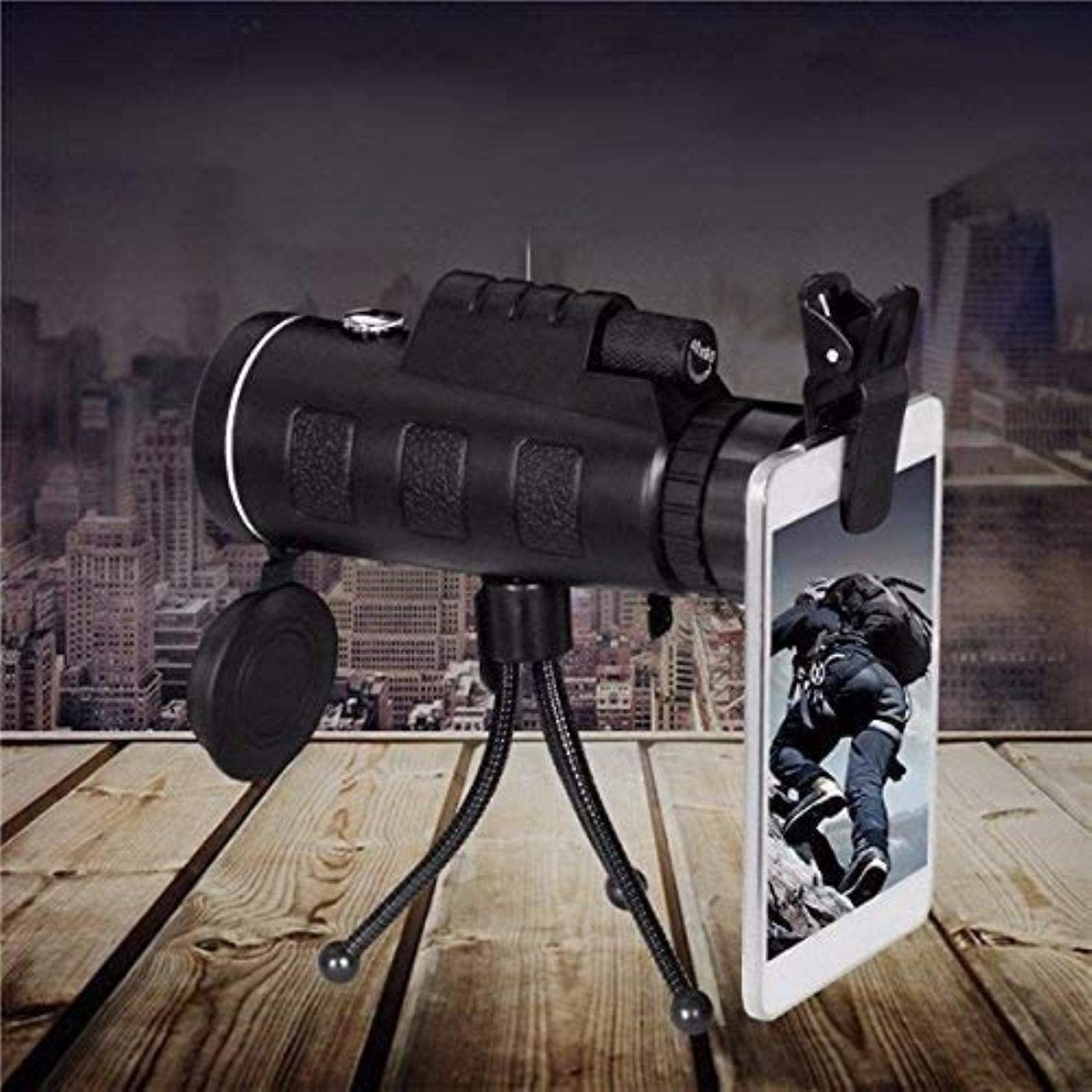 Телескопический бинокль CAZARU 40 x 60 портативный с HD Dual Focus Optical Prism Monocular Telescope с Tripod черный, фото №2