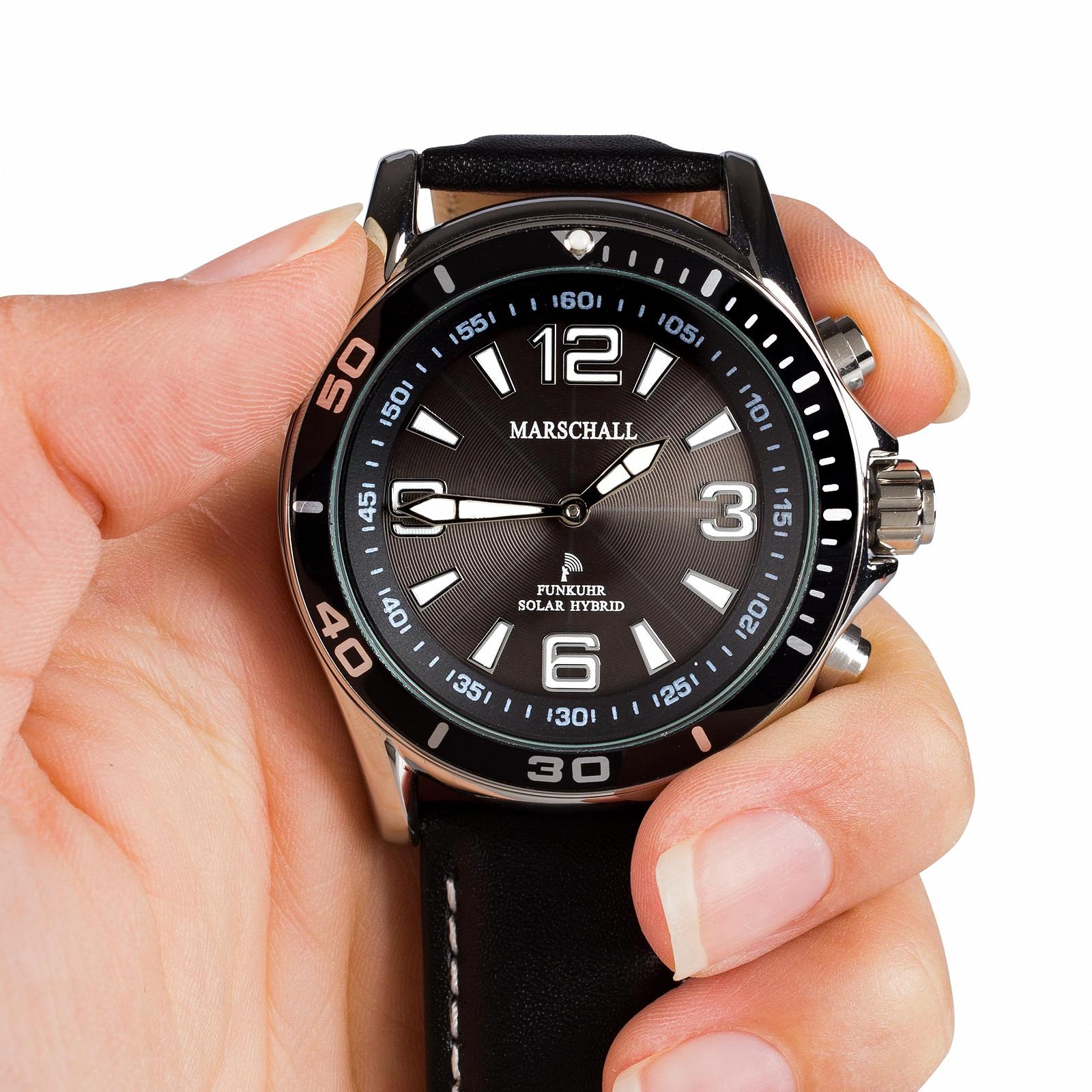 Часы Marschall 1146SL с солнечной панелью и голосовым сопровождением черный, фото №5